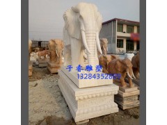 曲陽石雕廠家定做漢白玉大象雕塑，