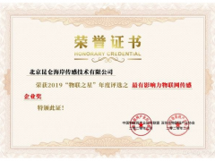 昆侖海岸喜提最有影響力物聯網傳感企業獎