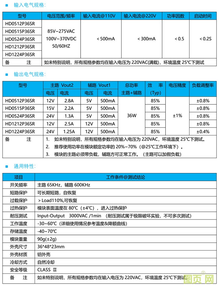 36W雙路規格書
